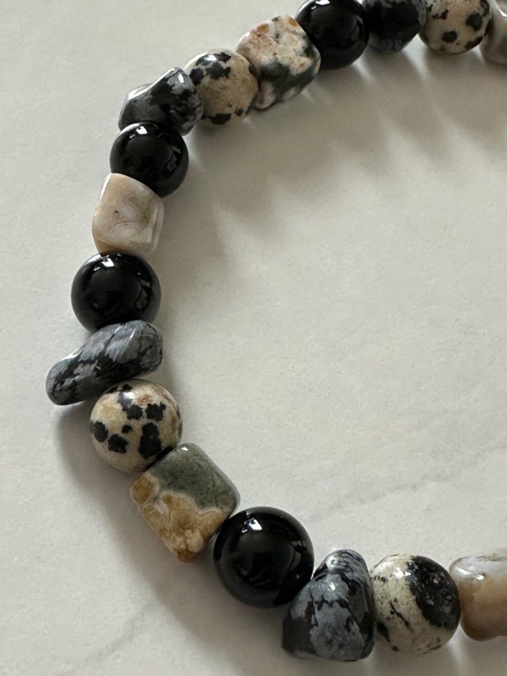 Boho Earthy Gemstone Bracelet | Hammered Silver Toggle Clasp | Boutique Find - Picture 4 of 6